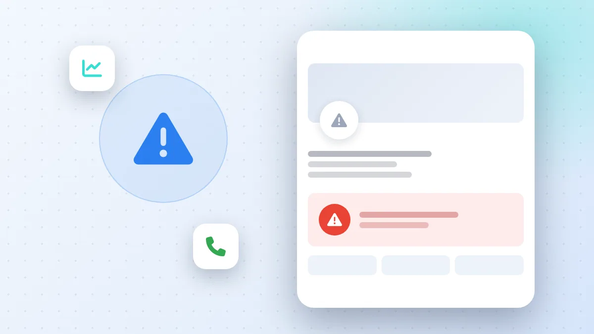 A suspended listing warning on a phone next to a checklist, showing how to fix a Google Business Profile deceptive content suspension