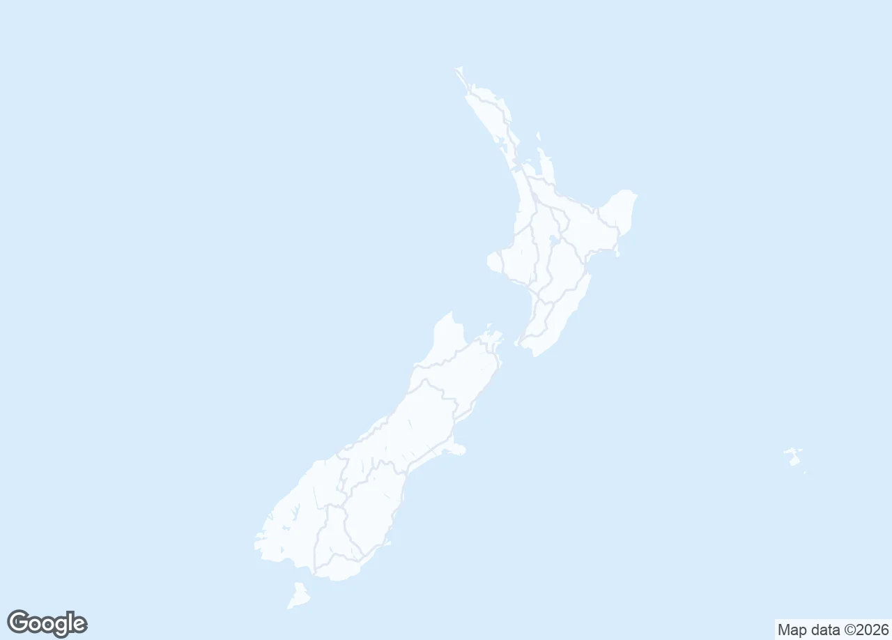Map of New Zealand marking every region and city where SERP Squad runs local SEO campaigns