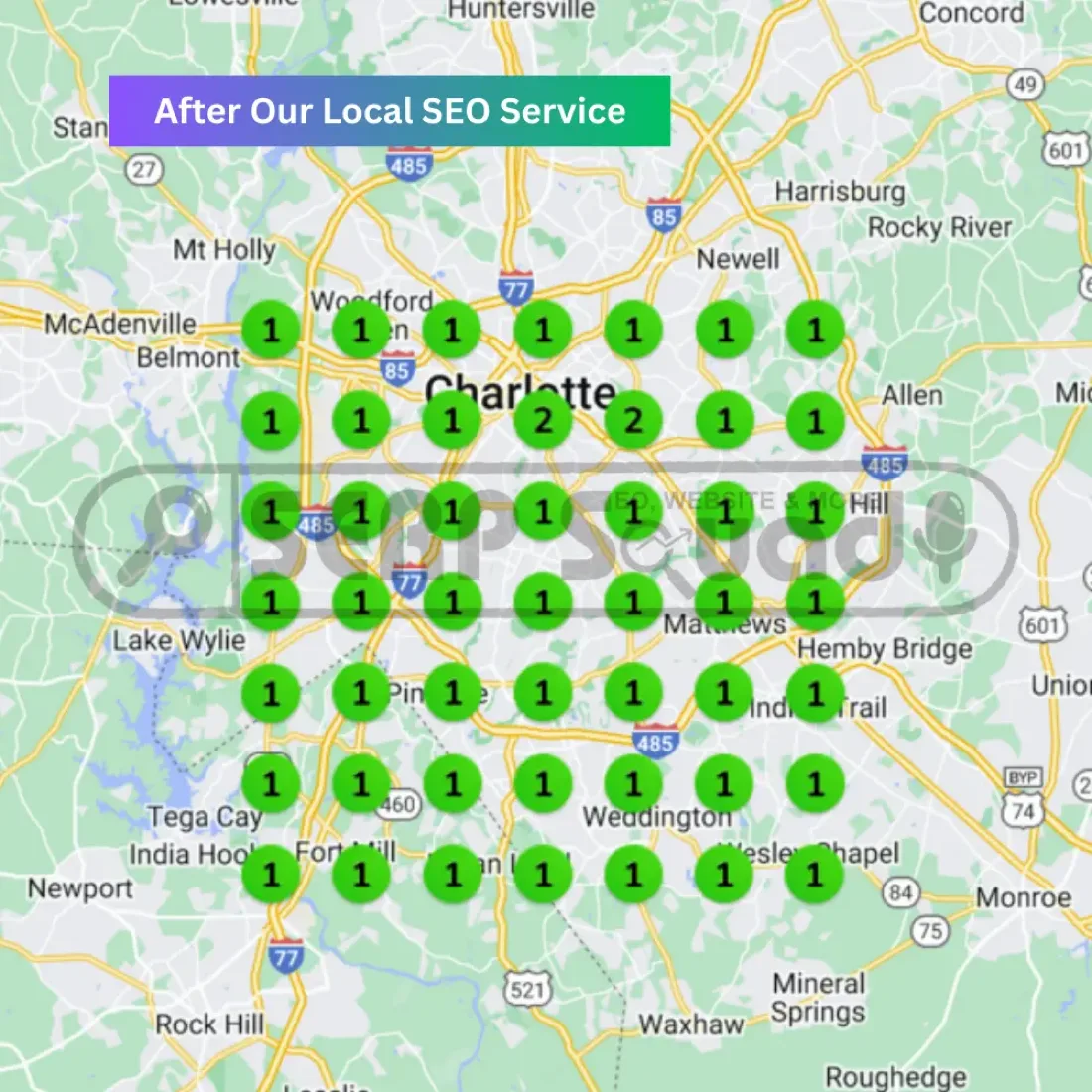 Geo-grid scan after a local campaign matured, b2c seo